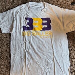 Big Baller Brand White T-Shirt with Purple and Yellow Logo